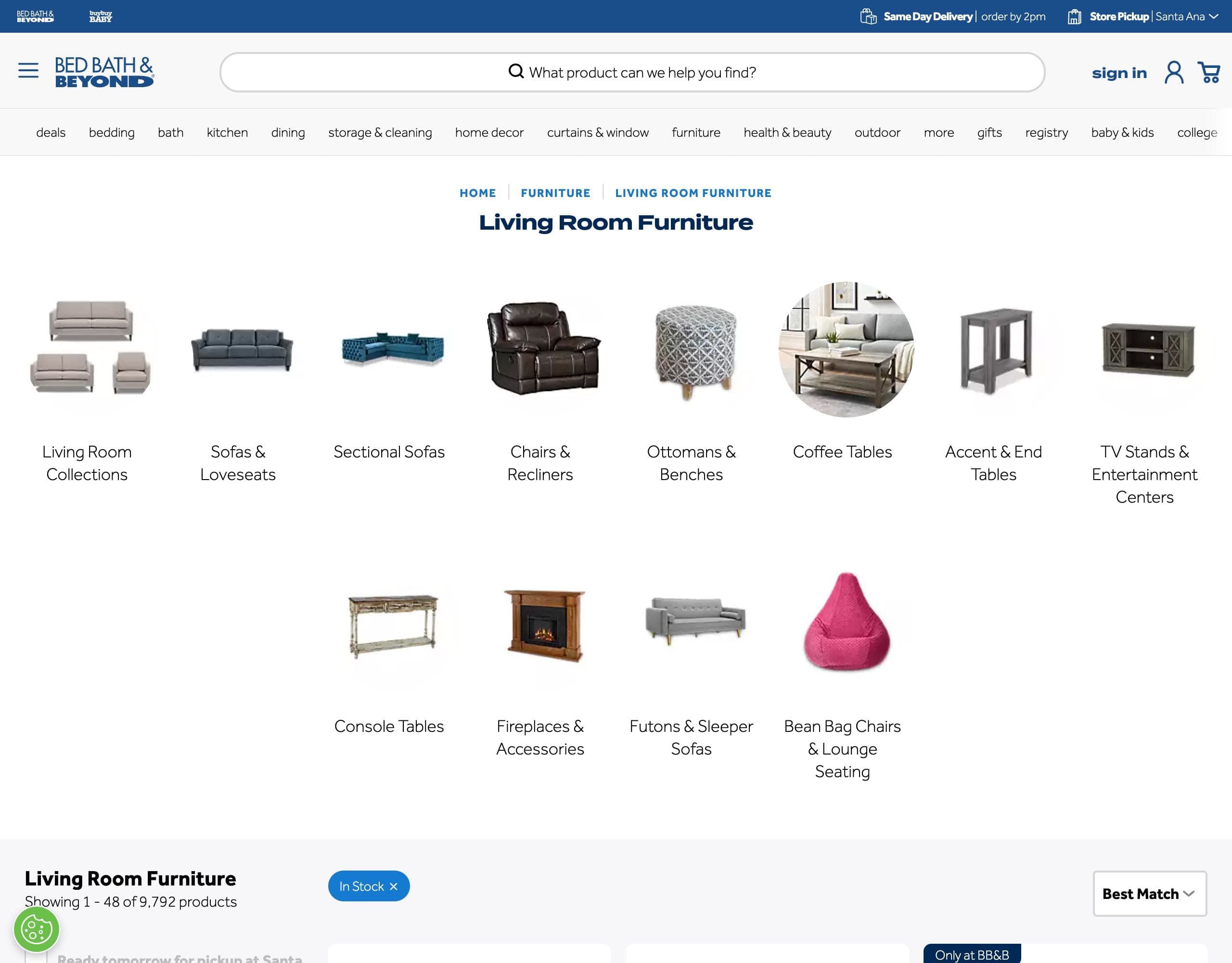 Bed Bath & Beyond website