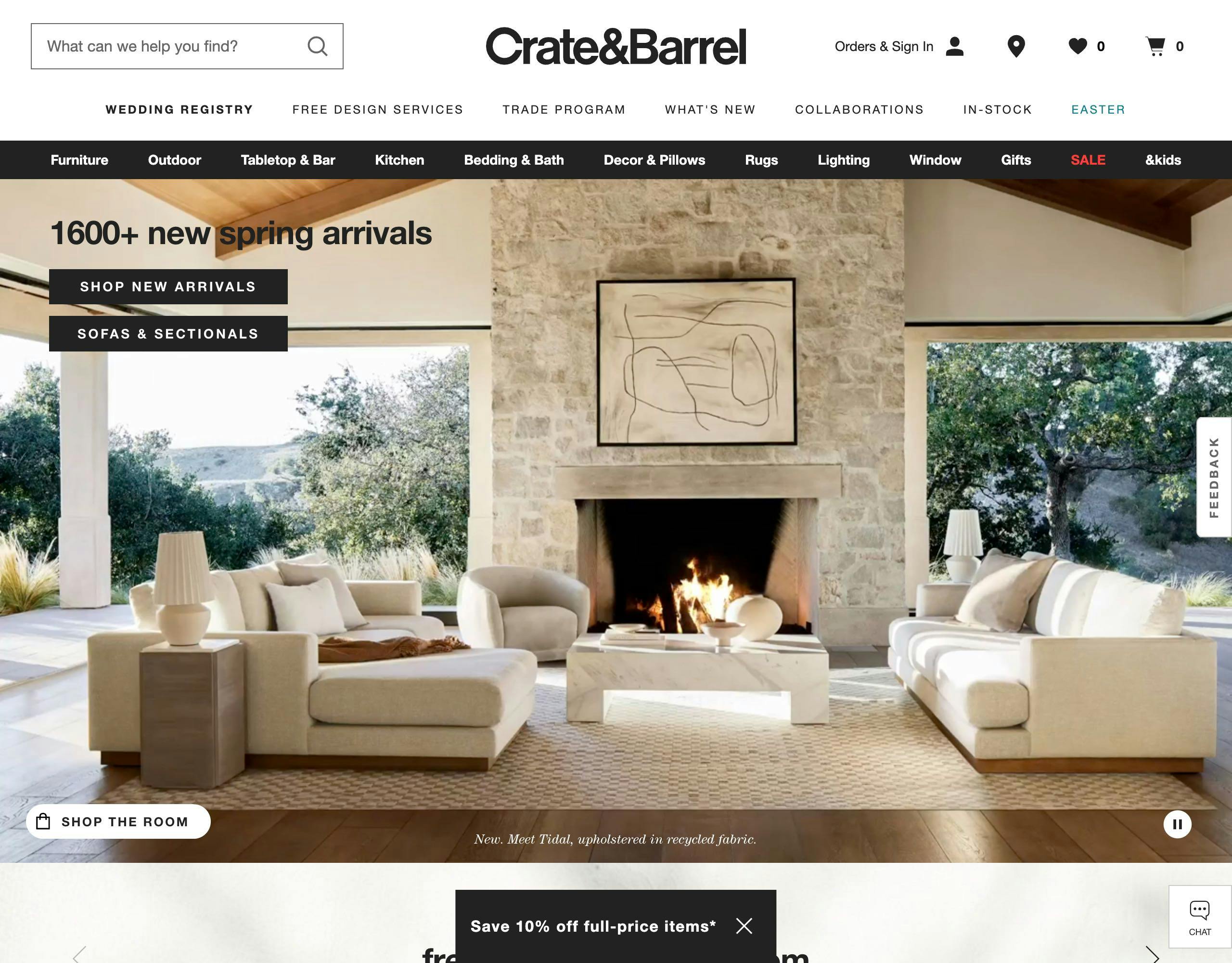 Crate & Barrel website