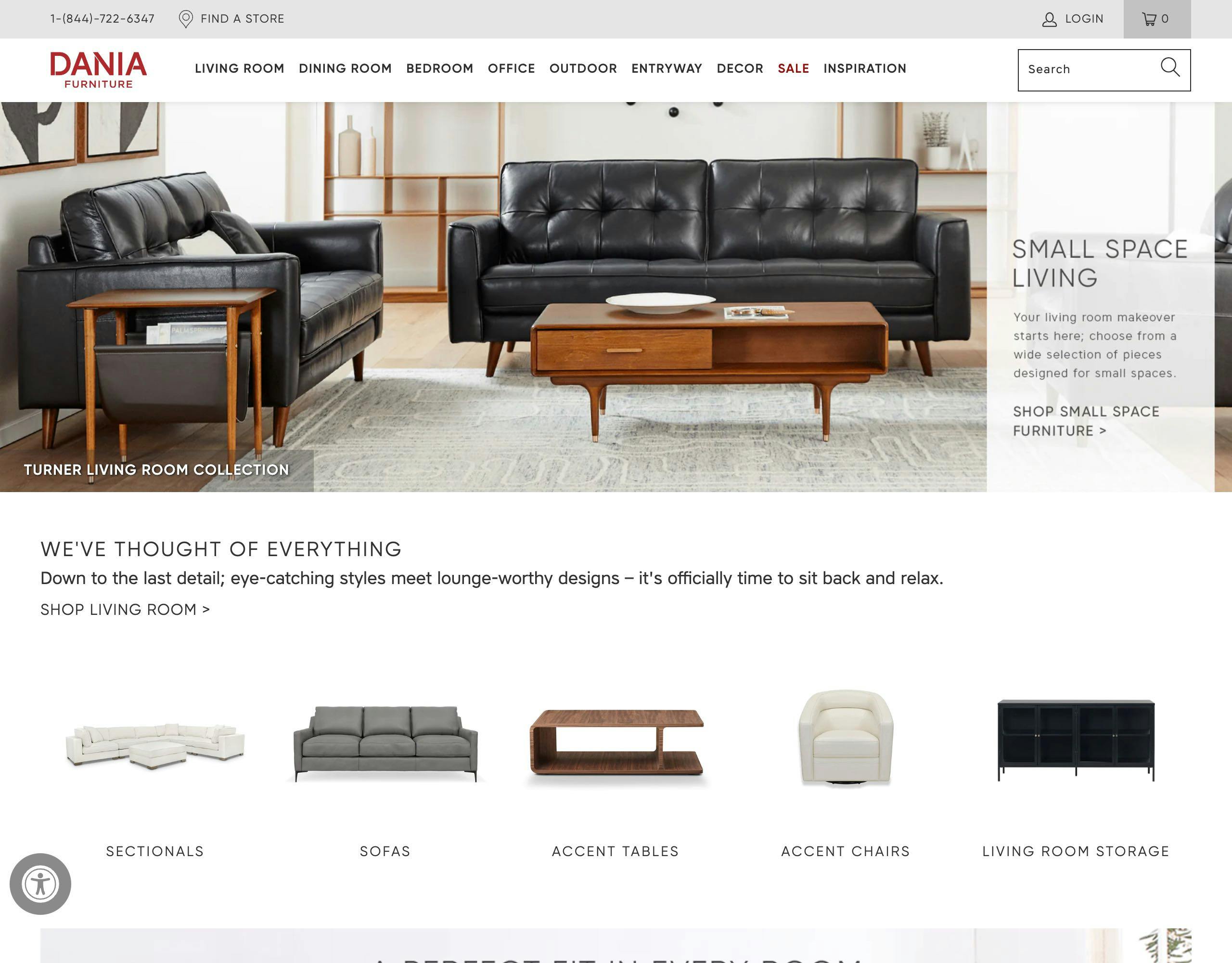 Dania Furniture website