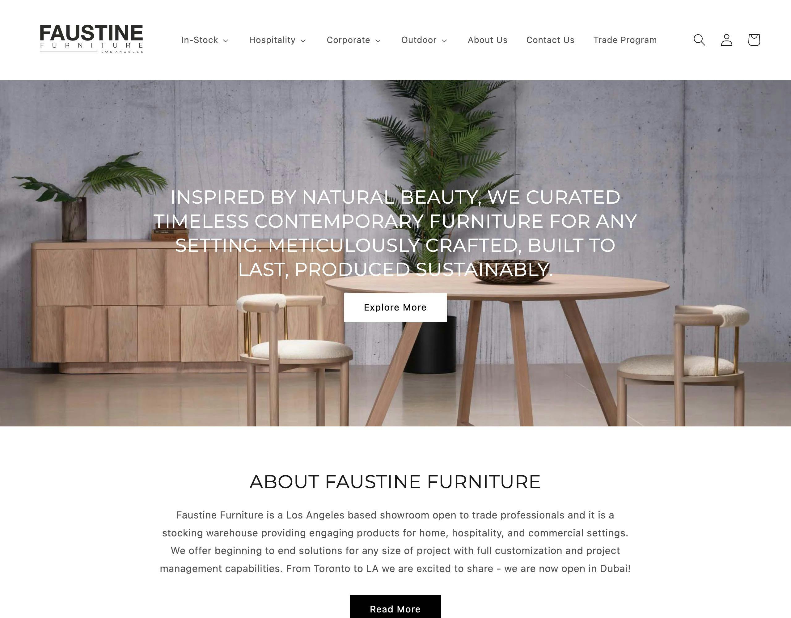 Faustine Furniture website
