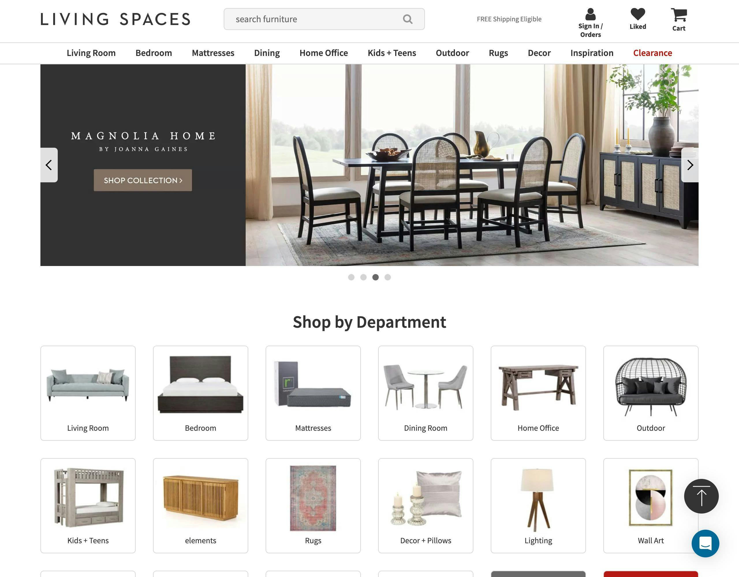 Living Spaces website