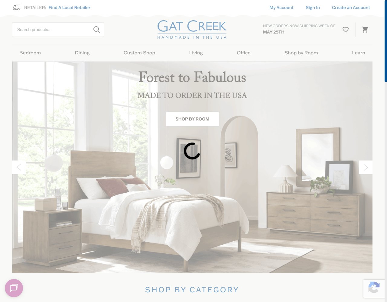 Gat Creek website, captured for Catalog's review