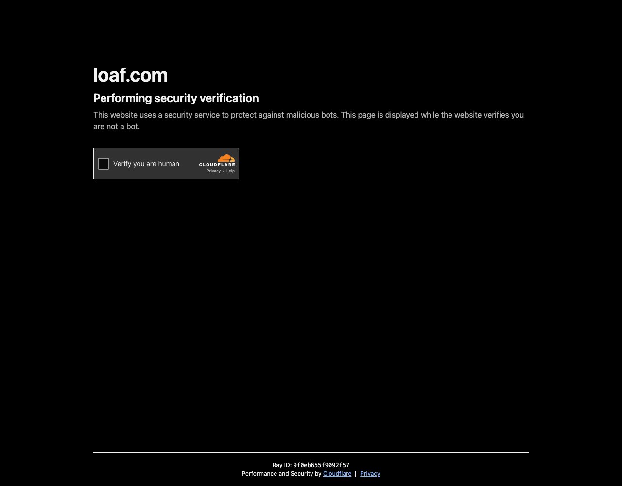 Loaf website, captured for Catalog's review