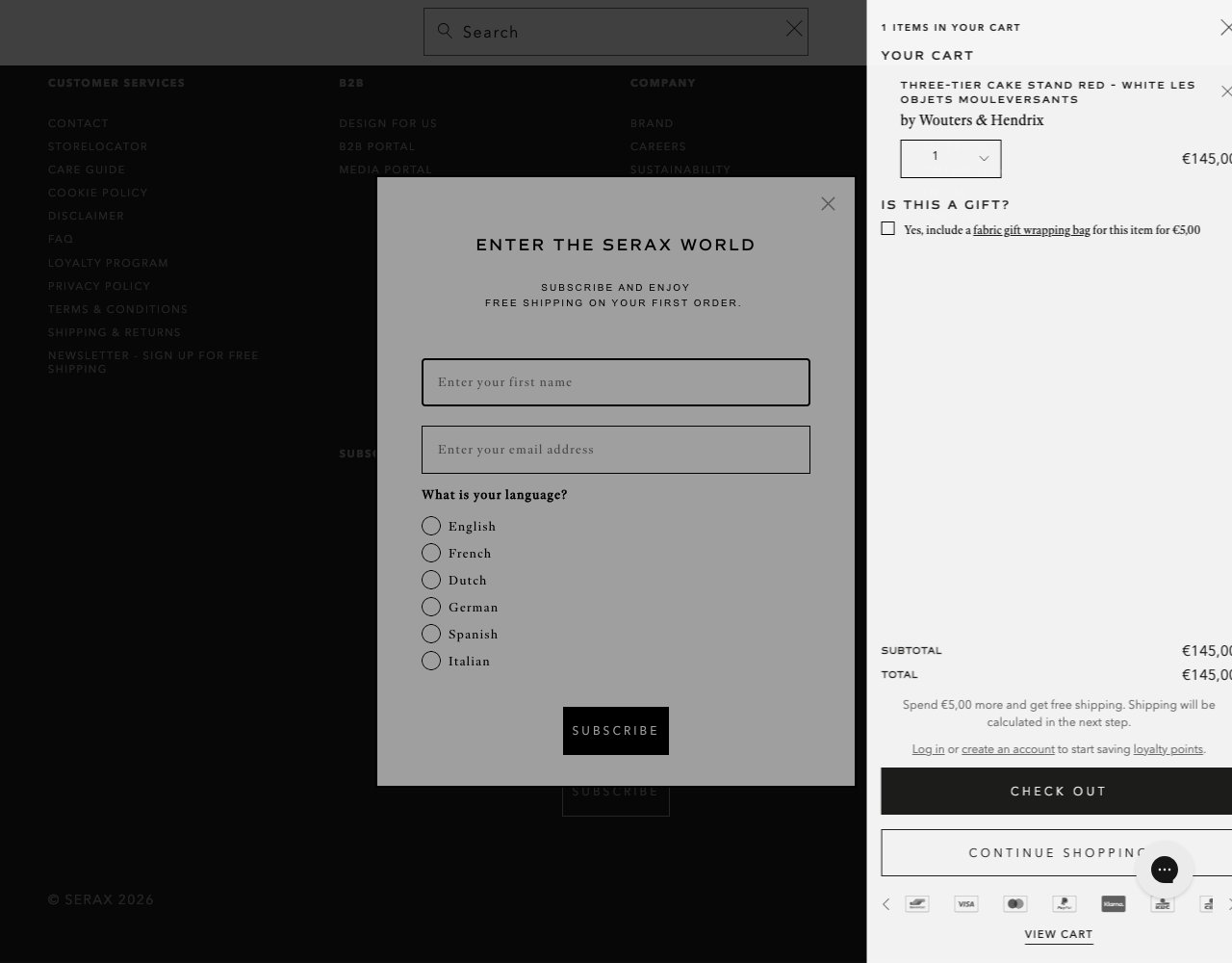 Serax website, captured for Catalog's review