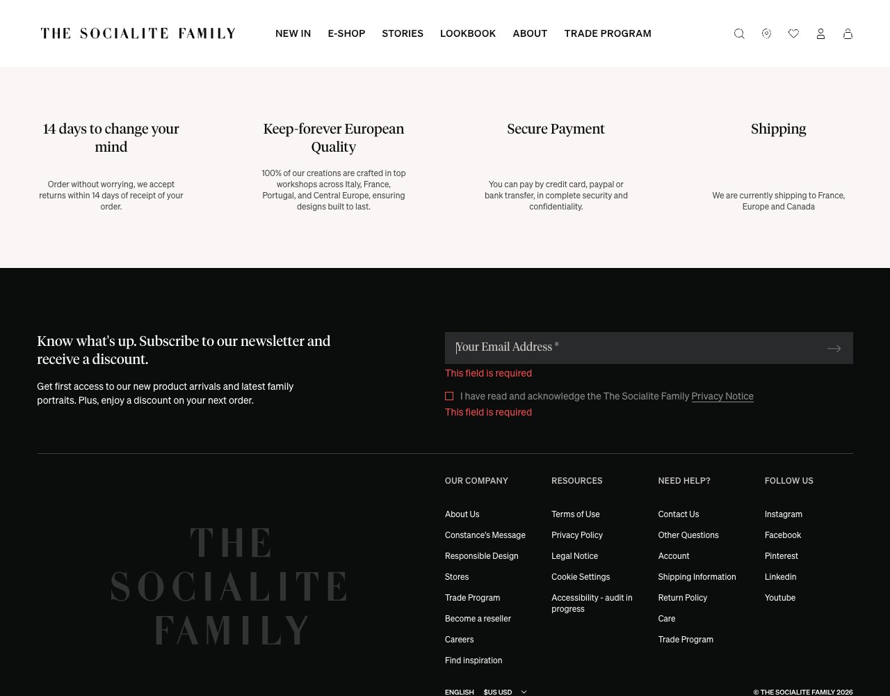 The Socialite Family website, captured for Catalog's review
